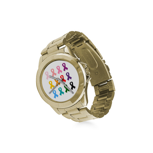 Original Ribbon designers Watches edition with special message : Anti Cancer Ribbons with positive m Custom Gilt Watch(Model 101)