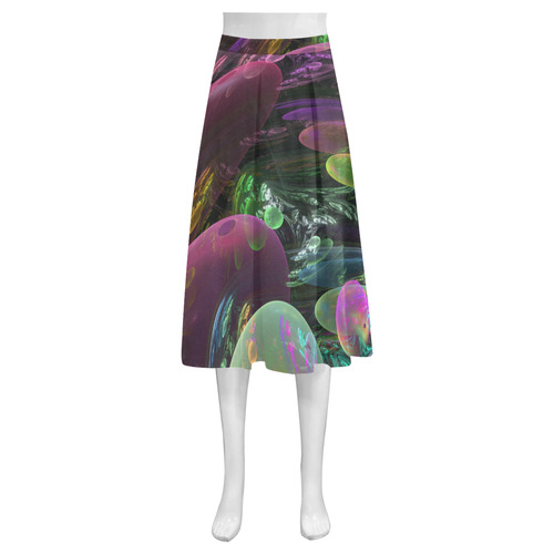 Creation of the Rainbow Galaxy, Abstract Rainbow Mnemosyne Women's Crepe Skirt (Model D16)