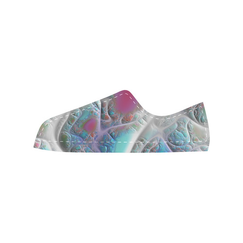 Blue & White Quilt, Abstract Delight Canvas Women's Shoes/Large Size (Model 018)