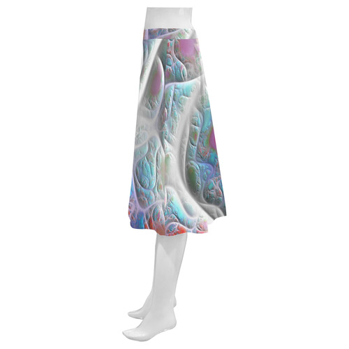 Blue & White Quilt, Abstract Delight Mnemosyne Women's Crepe Skirt (Model D16)