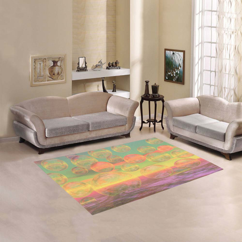 Autumn Ruminations, Abstract Gold Rose Glory Area Rug 5'3''x4'