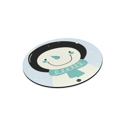 Cute designers circle - art Mouse Pad edition with Snowman / black and soft blue Round Mousepad