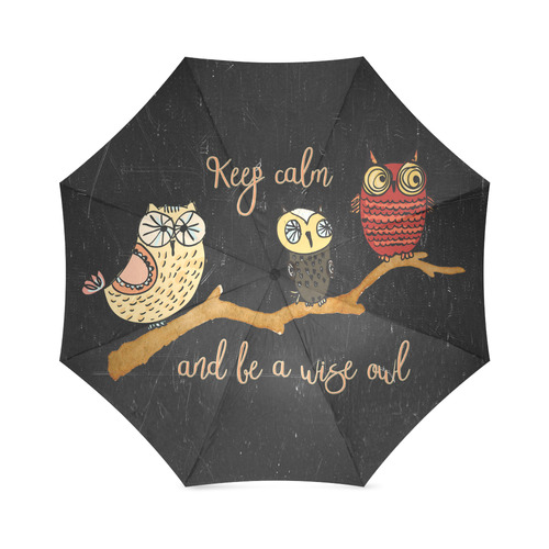 Owl animal bird typography-illustration Foldable Umbrella (Model U01)