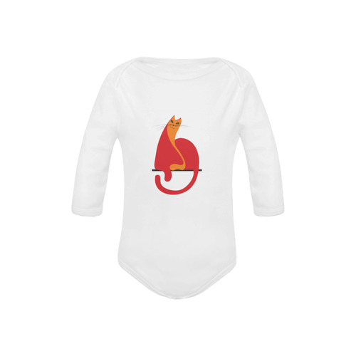 Red kitten waiting for you Baby Powder Organic Long Sleeve One Piece (Model T27)