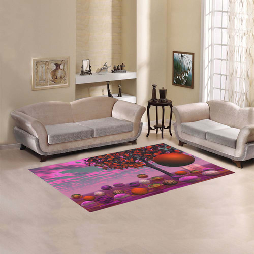 Bittersweet Opinion, Abstract Raspberry Maple Tree Area Rug 5'x3'3''