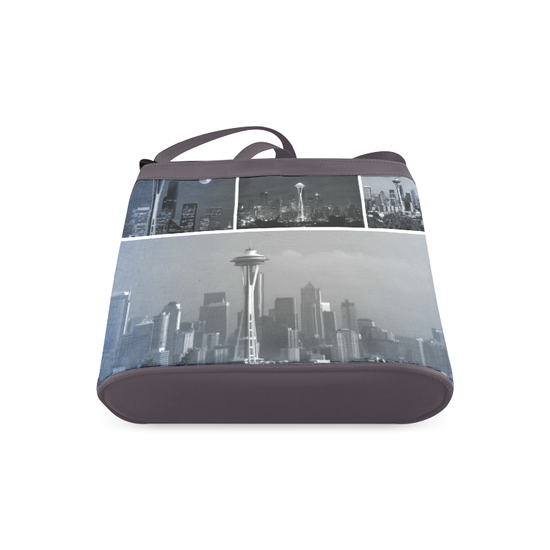 Grey Seattle Space Needle Collage Crossbody Bags (Model 1613)