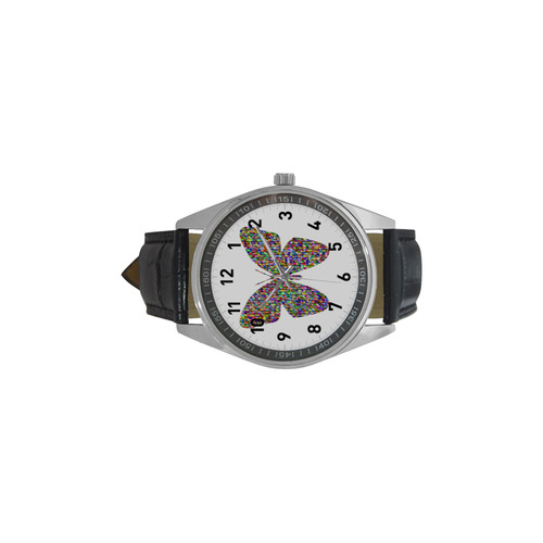 Abstract Triangle Butterfly Men's Casual Leather Strap Watch(Model 211)