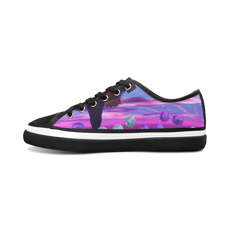 Bubble Garden, Abstract Rose  Azure Wisdom Women's Canvas Zipper Shoes/Large Size (Model 001)