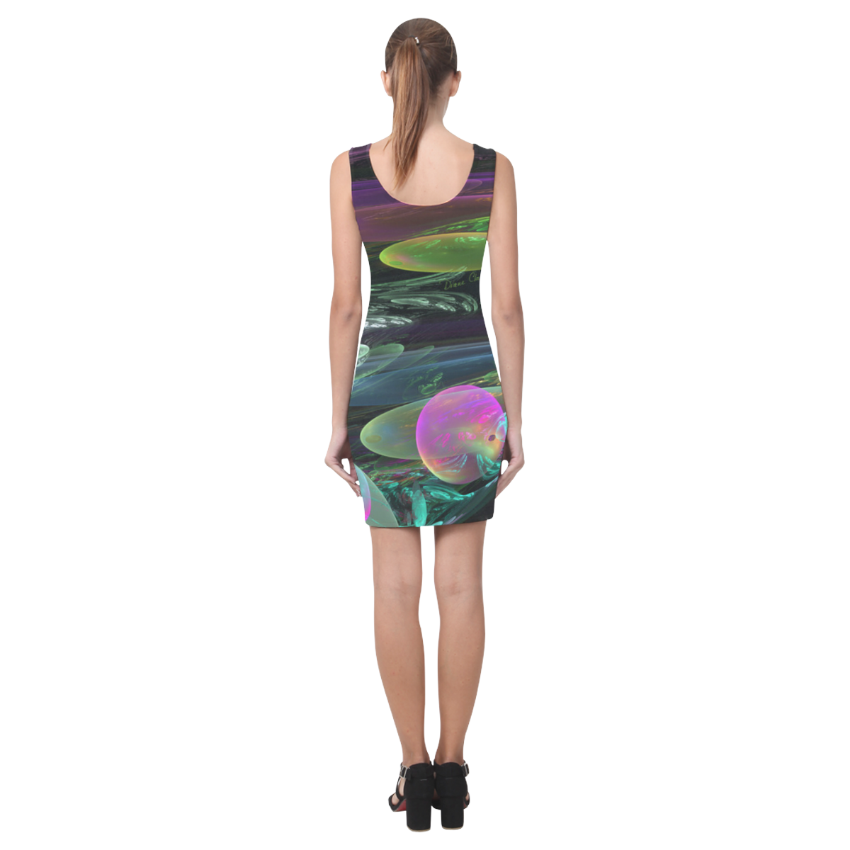 Creation of the Rainbow Galaxy, Abstract Rainbow Medea Vest Dress (Model D06)