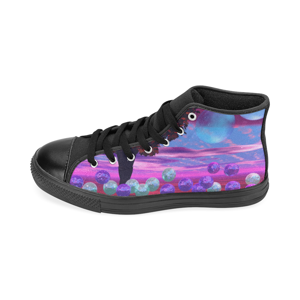 Bubble Garden, Abstract Rose  Azure Wisdom High Top Canvas Women's Shoes/Large Size (Model 017)