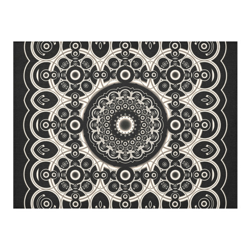 Black Lace Cotton Linen Tablecloth 52"x 70"