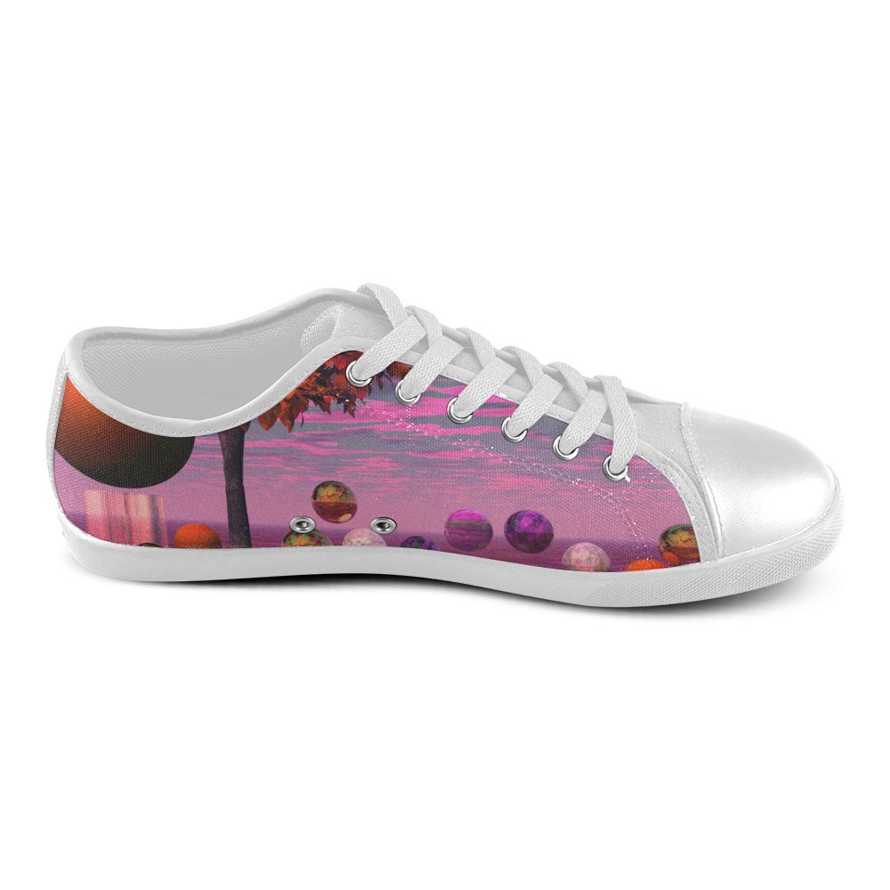 Bittersweet Opinion, Abstract Raspberry Maple Tree Canvas Shoes for Women/Large Size (Model 016)