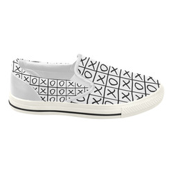 OXO Game - Noughts and Crosses Women's Slip-on Canvas Shoes (Model 019)