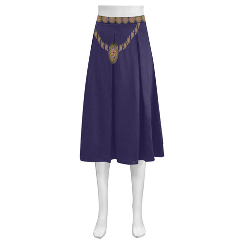 K107 Bronze / Golden Medallion Shield Mnemosyne Women's Crepe Skirt (Model D16)