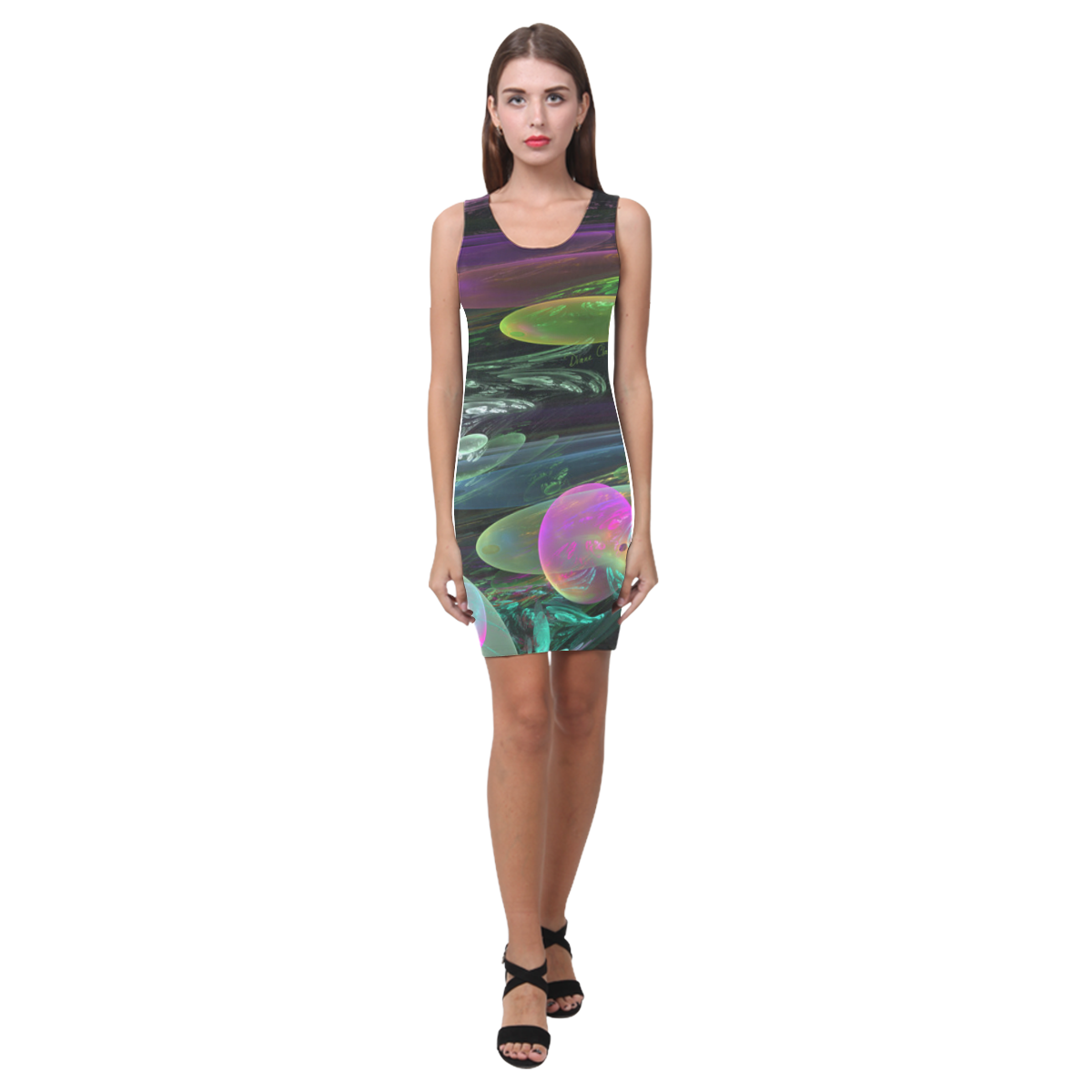 Creation of the Rainbow Galaxy, Abstract Rainbow Medea Vest Dress (Model D06)