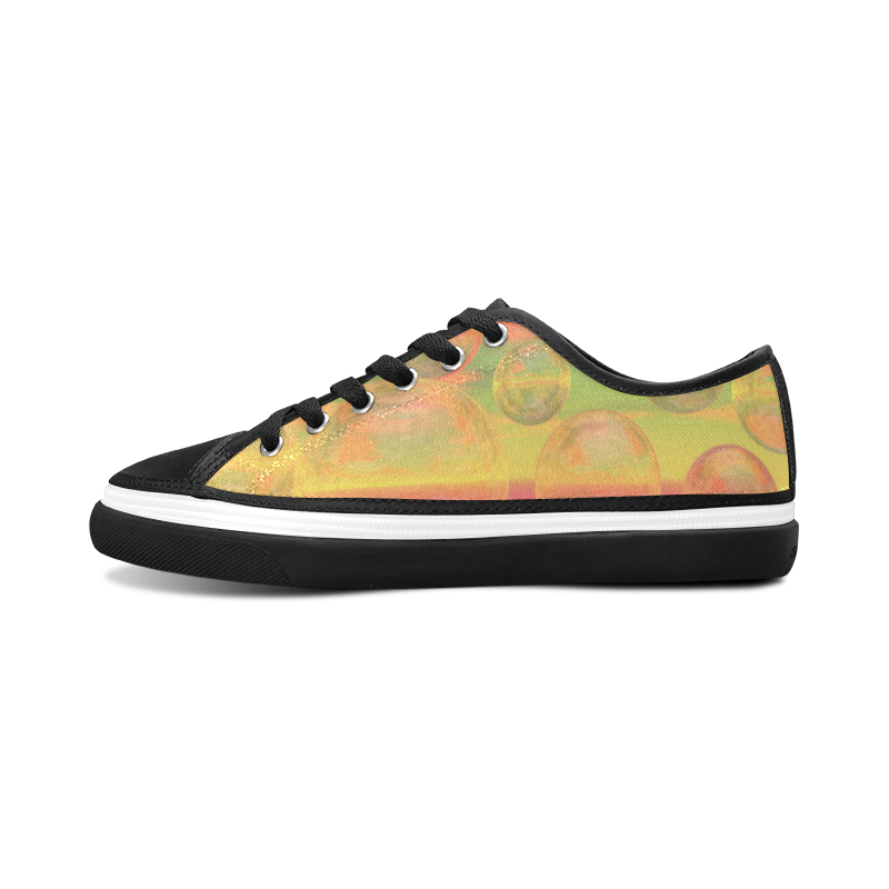 Autumn Ruminations, Abstract Gold Rose Glory Women's Canvas Zipper Shoes/Large Size (Model 001)