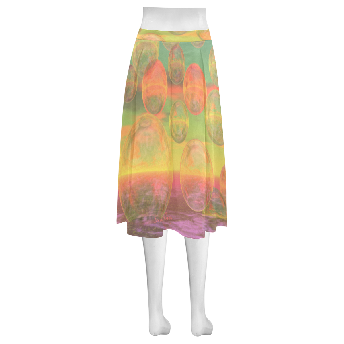 Autumn Ruminations, Abstract Gold Rose Glory Mnemosyne Women's Crepe Skirt (Model D16)