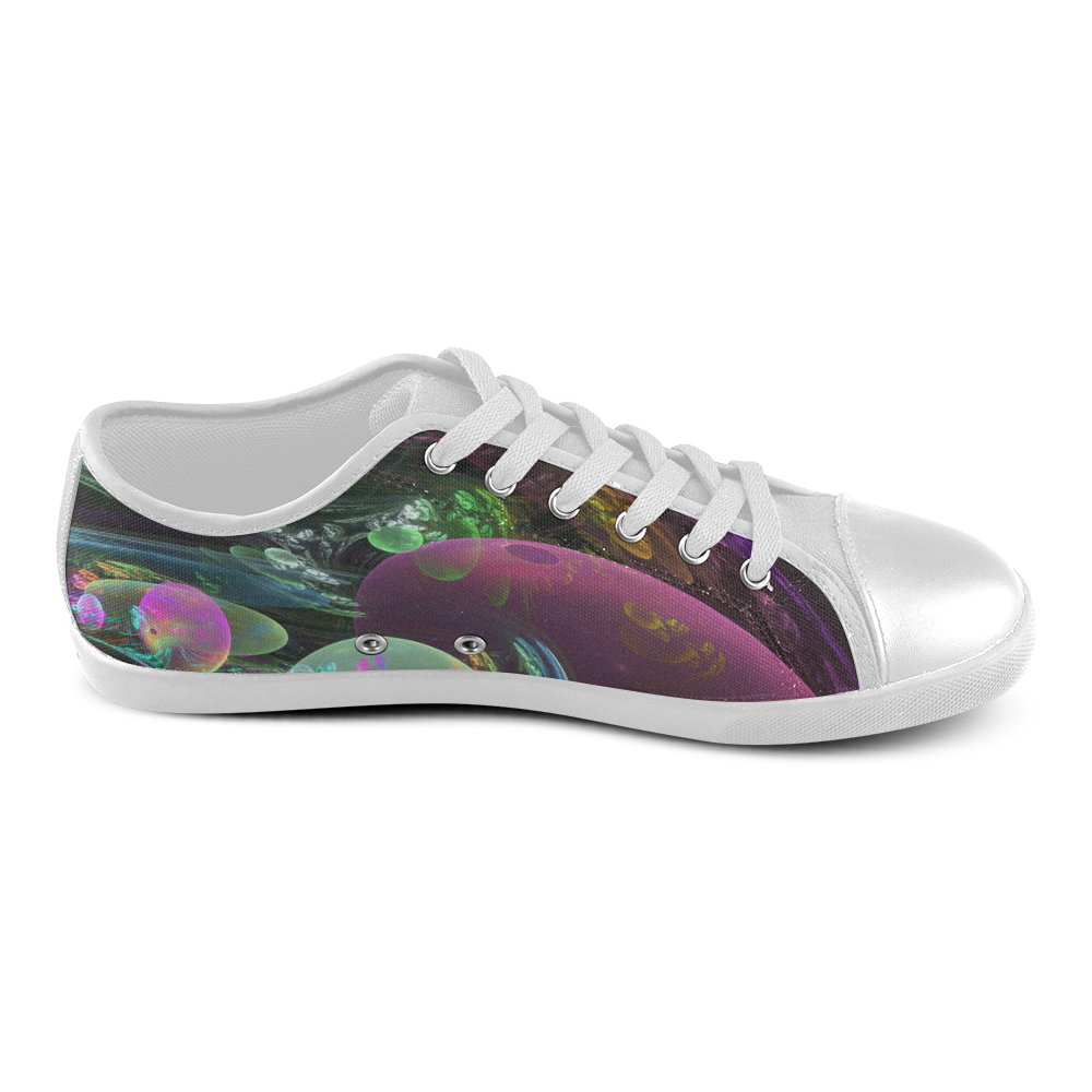 Creation of the Rainbow Galaxy, Abstract Rainbow Canvas Shoes for Women/Large Size (Model 016)