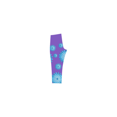 blue flowers Capri Legging (Model L02)