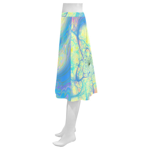 Blue Angel, Abstract Cosmic Azure Lemon Mnemosyne Women's Crepe Skirt (Model D16)