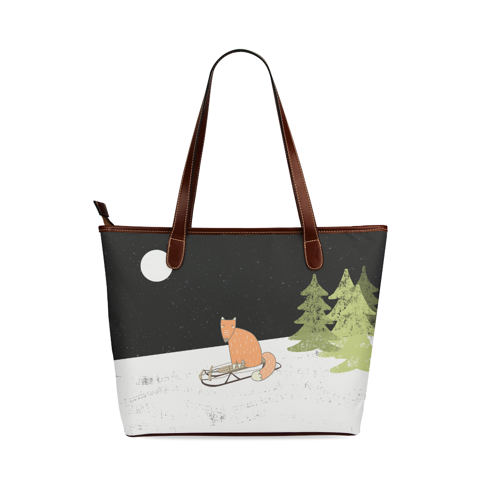 Fox winter snow - Illustration Shoulder Tote Bag (Model 1646)