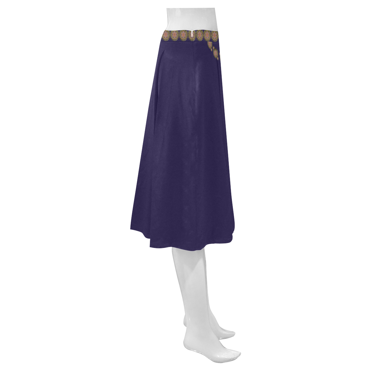 K107 Bronze / Golden Medallion Shield Mnemosyne Women's Crepe Skirt (Model D16)