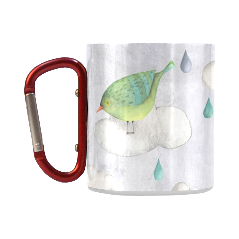 Bird birds animal rain cloud- watercolor illustration Classic Insulated Mug(10.3OZ)