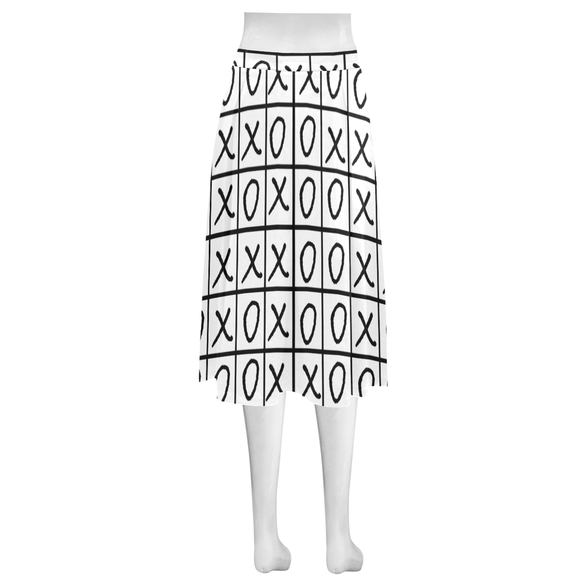 OXO Game - Noughts and Crosses Mnemosyne Women's Crepe Skirt (Model D16)
