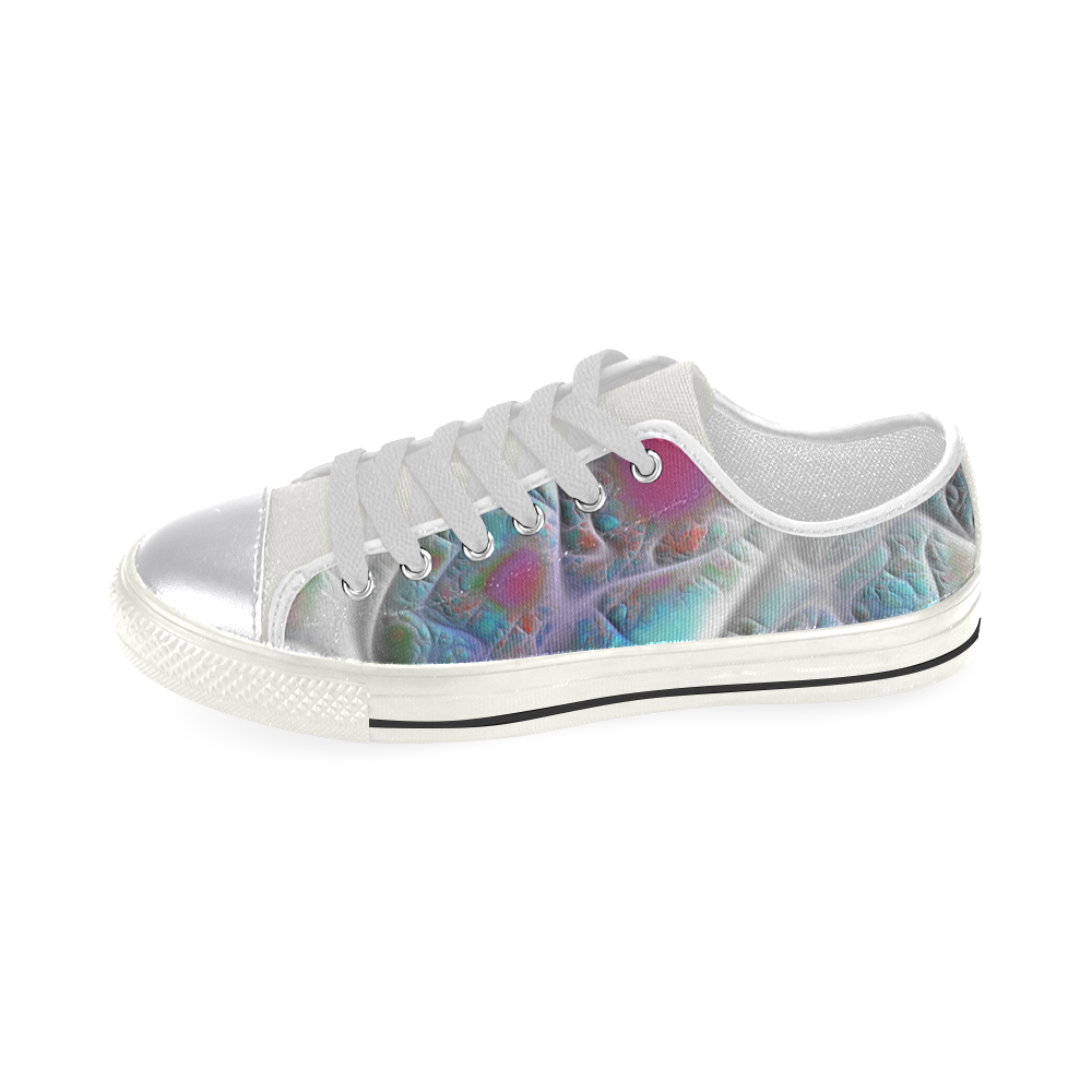 Blue & White Quilt, Abstract Delight Canvas Women's Shoes/Large Size (Model 018)