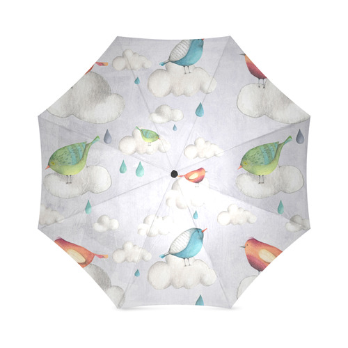 Birds bird animal cloud rain - cute watercolor Illustration Foldable Umbrella (Model U01)