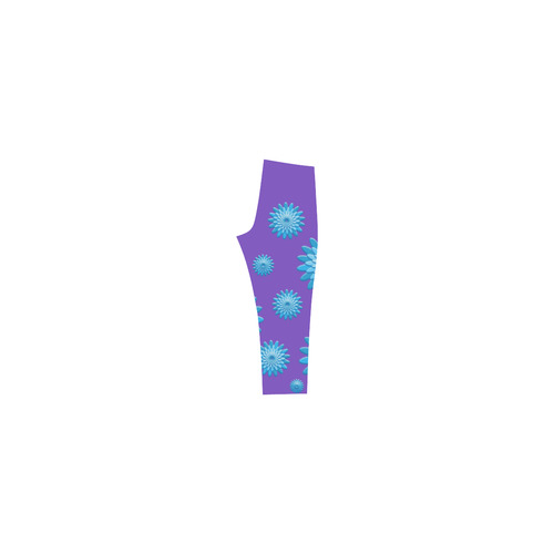 blue flowers Capri Legging (Model L02)