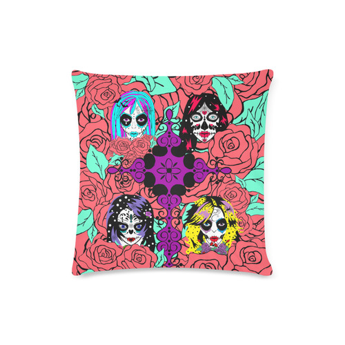 sugar-skull-sisters-4 Custom Zippered Pillow Case 16"x16"(Twin Sides)