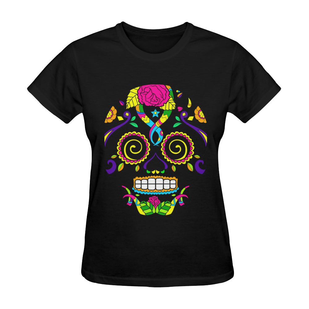 simple sugar skull head Sunny Women's T-shirt (Model T05)