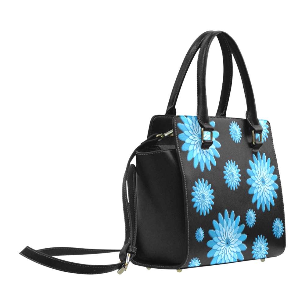 blue flowers Classic Shoulder Handbag (Model 1653)