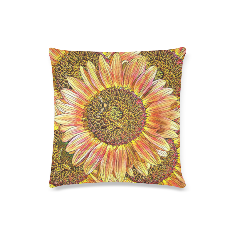 sun flower Custom Zippered Pillow Case 16"x16"(Twin Sides)