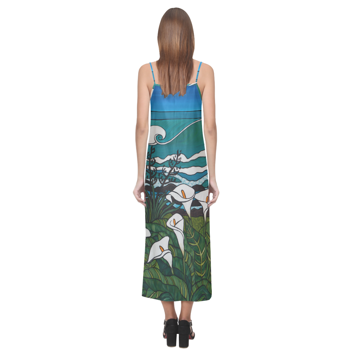 "Beyond The Lily Field" V-Neck Open Fork Long Dress(Model D18)