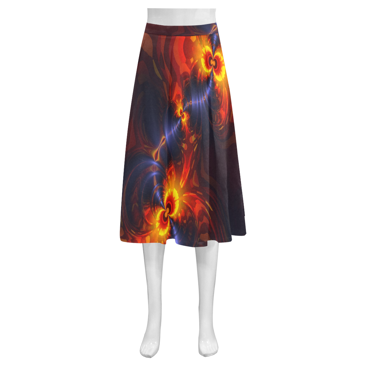 Butterfly Eyes, Abstract Violet Gold Wings Mnemosyne Women's Crepe Skirt (Model D16)