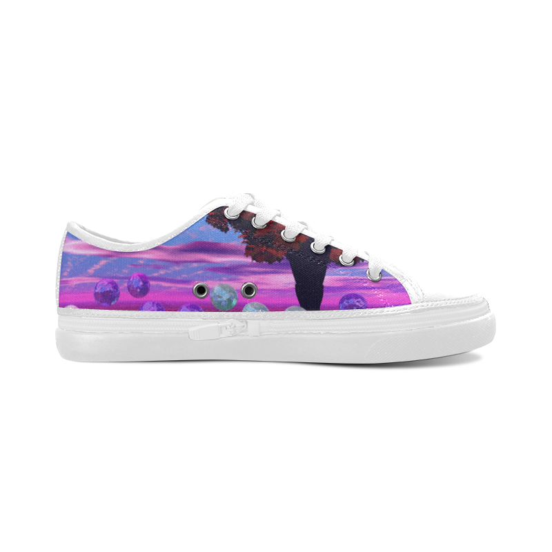 Bubble Garden, Abstract Rose  Azure Wisdom Women's Canvas Zipper Shoes/Large Size (Model 001)