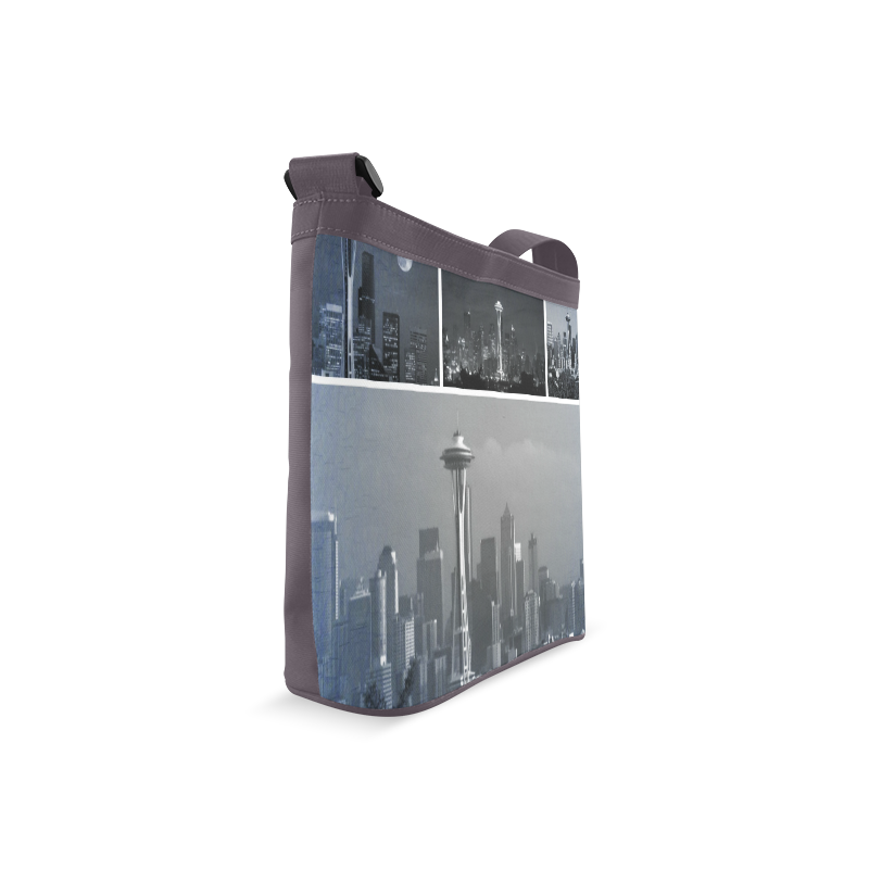 Grey Seattle Space Needle Collage Crossbody Bags (Model 1613)