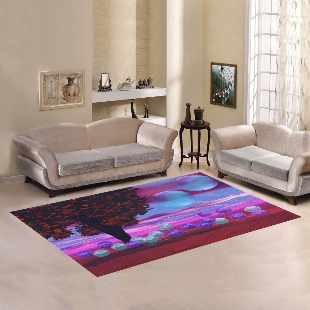 Bubble Garden, Abstract Rose  Azure Wisdom Area Rug7'x5'