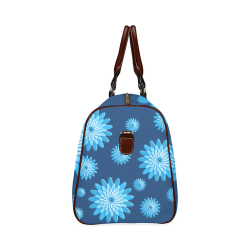 blue flowers Waterproof Travel Bag/Large (Model 1639)