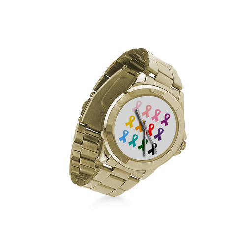 Original Ribbon designers Watches edition with special message : Anti Cancer Ribbons with positive m Custom Gilt Watch(Model 101)