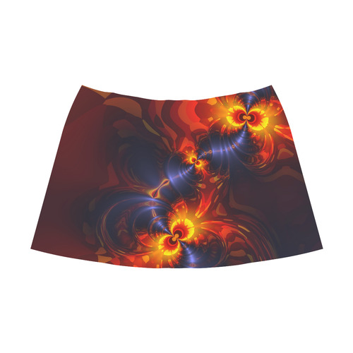 Butterfly Eyes, Abstract Violet Gold Wings Mnemosyne Women's Crepe Skirt (Model D16)