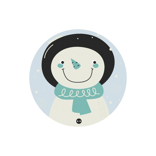 Cute designers circle - art Mouse Pad edition with Snowman / black and soft blue Round Mousepad