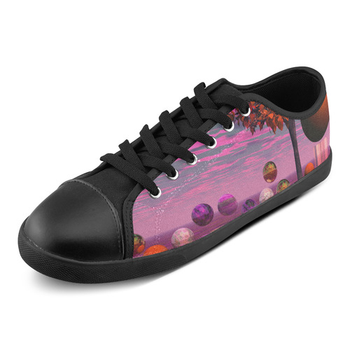 Bittersweet Opinion, Abstract Raspberry Maple Tree Canvas Shoes for Women/Large Size (Model 016)