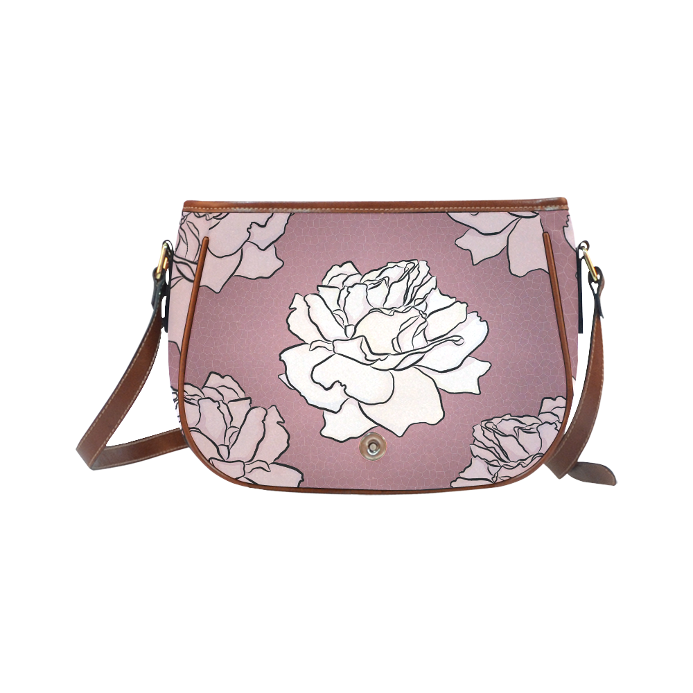 Mauve Roses Saddle Bag/Small (Model 1649) Full Customization