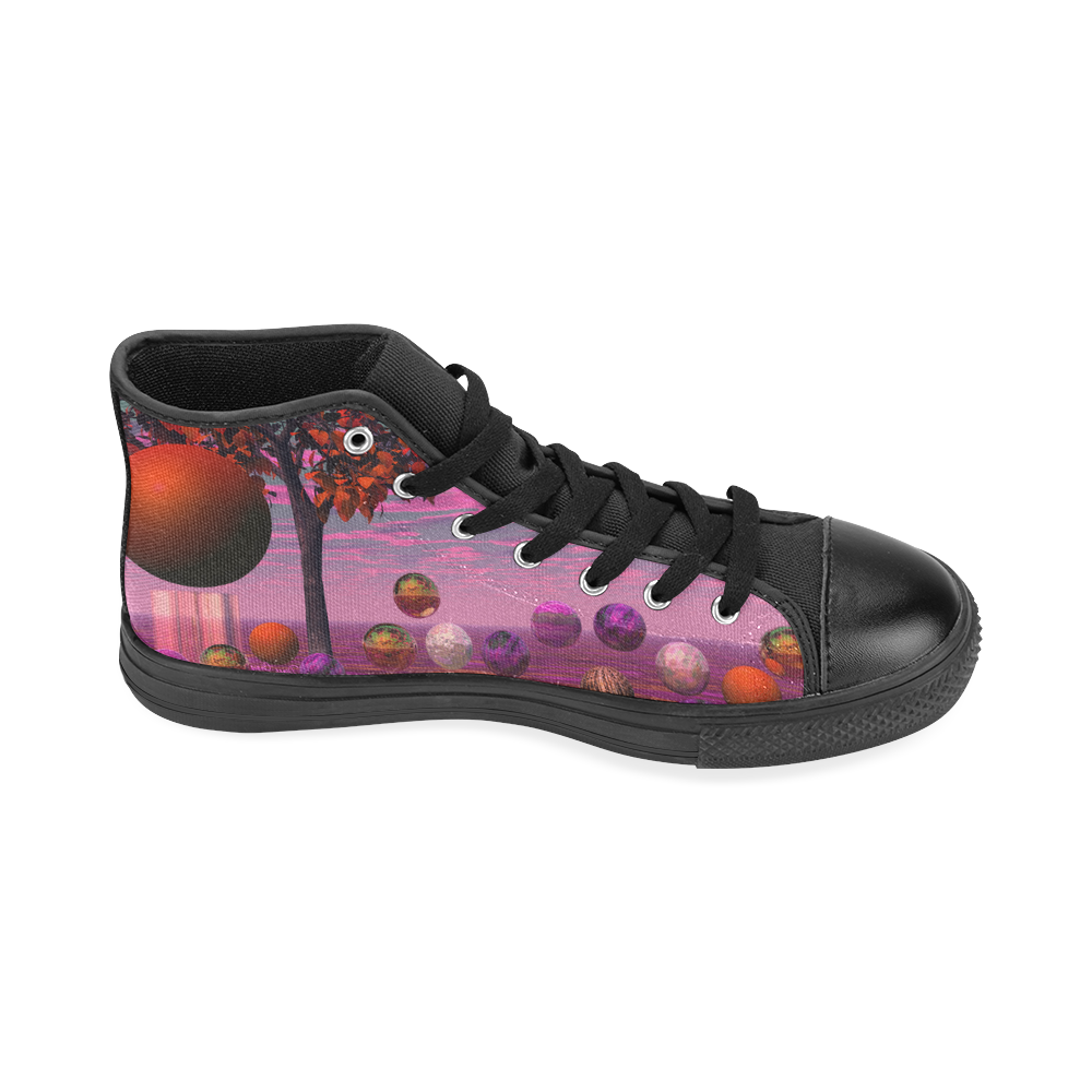 Bittersweet Opinion, Abstract Raspberry Maple Tree High Top Canvas Women's Shoes/Large Size (Model 017)