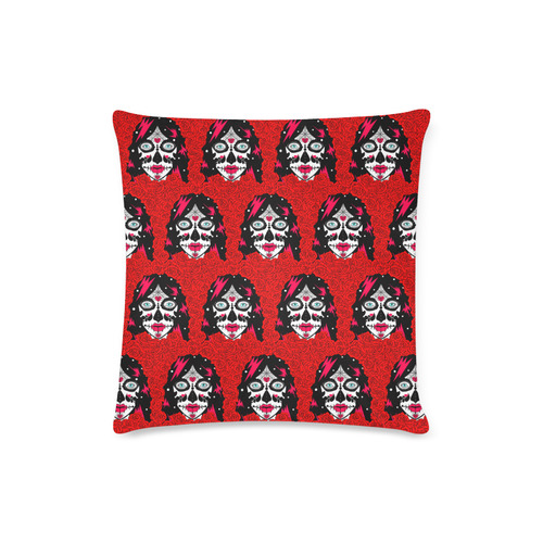 red roses sugar skull Custom Zippered Pillow Case 16"x16"(Twin Sides)