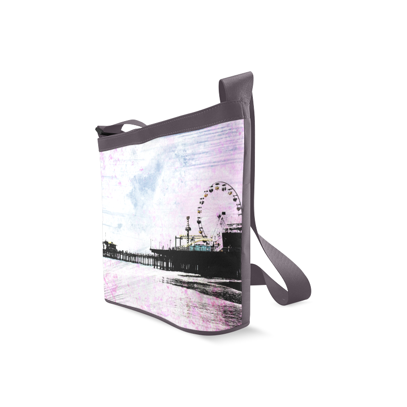 Pink Grunge Santa Monica Pier Crossbody Bags (Model 1613)