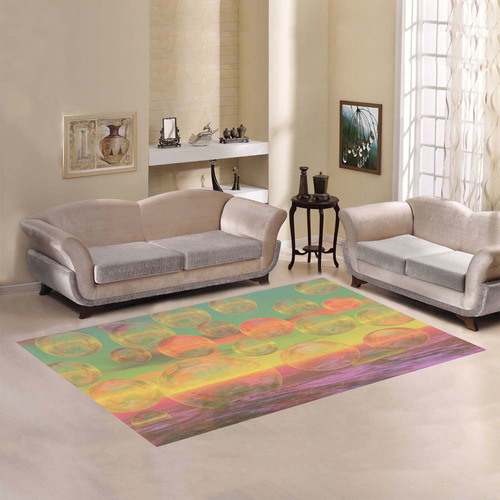 Autumn Ruminations, Abstract Gold Rose Glory Area Rug7'x5'